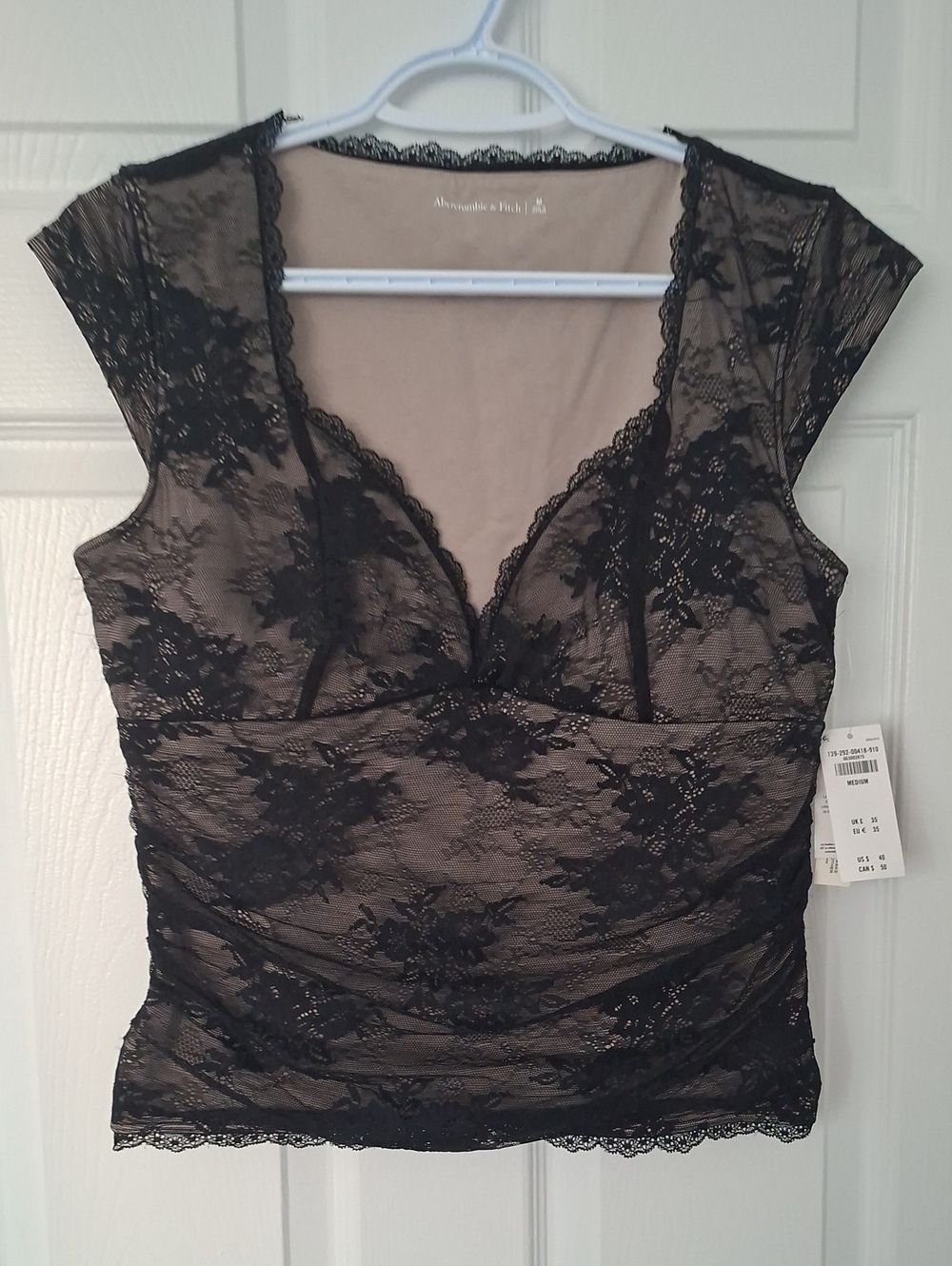 Abercrombie & Fitch Black Lace Overlay V-Neck Shell